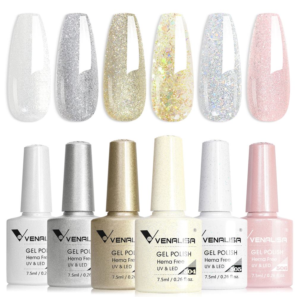 Venalisa 6 db-os UV/LED Gél lakk szett - Glitter - Hema Free - 2219