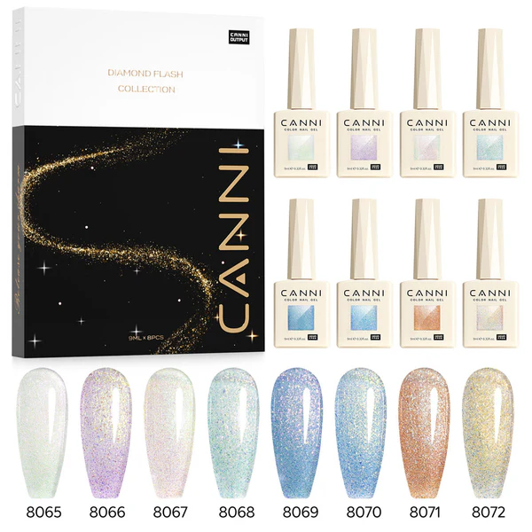 CANNI HEMA FREE  szett 8x9ml - No.09 - Aurora Glitter Collection