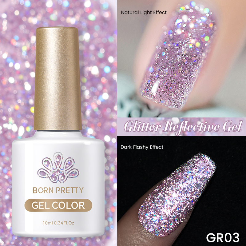 Born Pretty UV/LED gél lakk 10 ml - Fantasy Reflective Glitter GR03