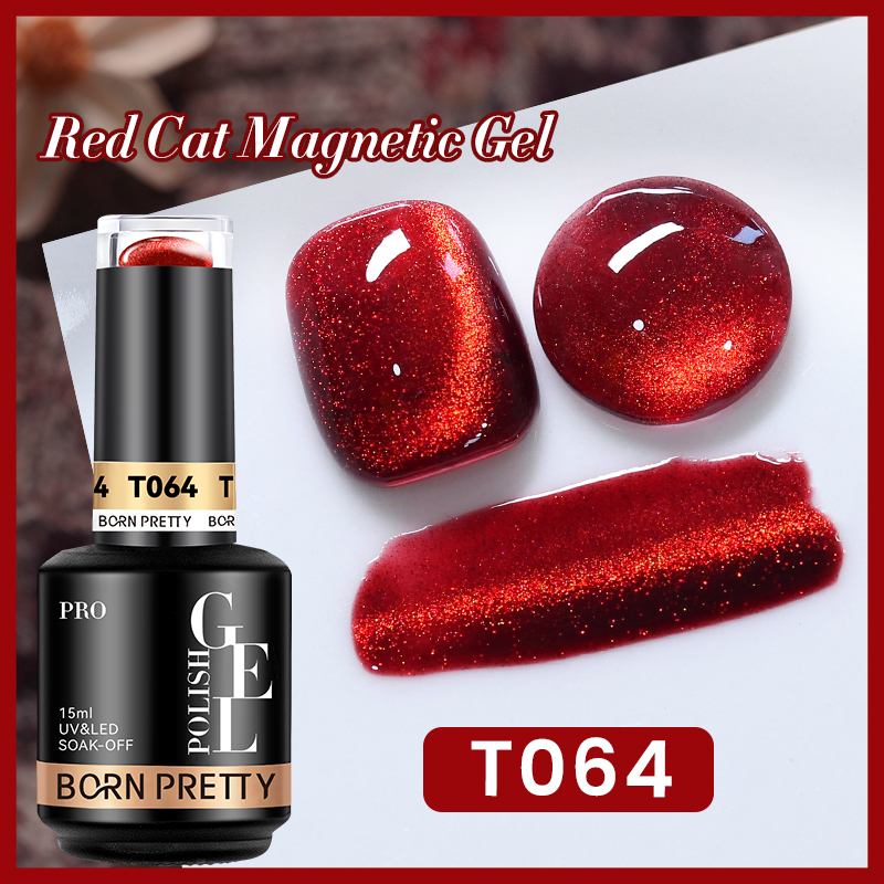 BORN PRETTY PRO UV/LED gél lakk 15 ml - T064 - Red Cat Magnetic Gel