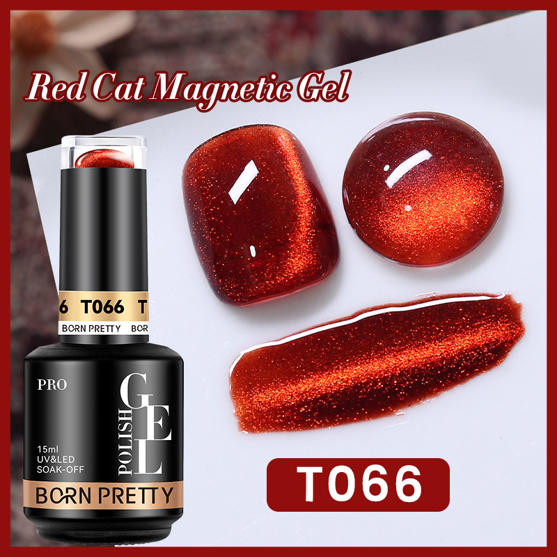 BORN PRETTY PRO UV/LED gél lakk 15 ml - T066 - Red Cat Magnetic Gel