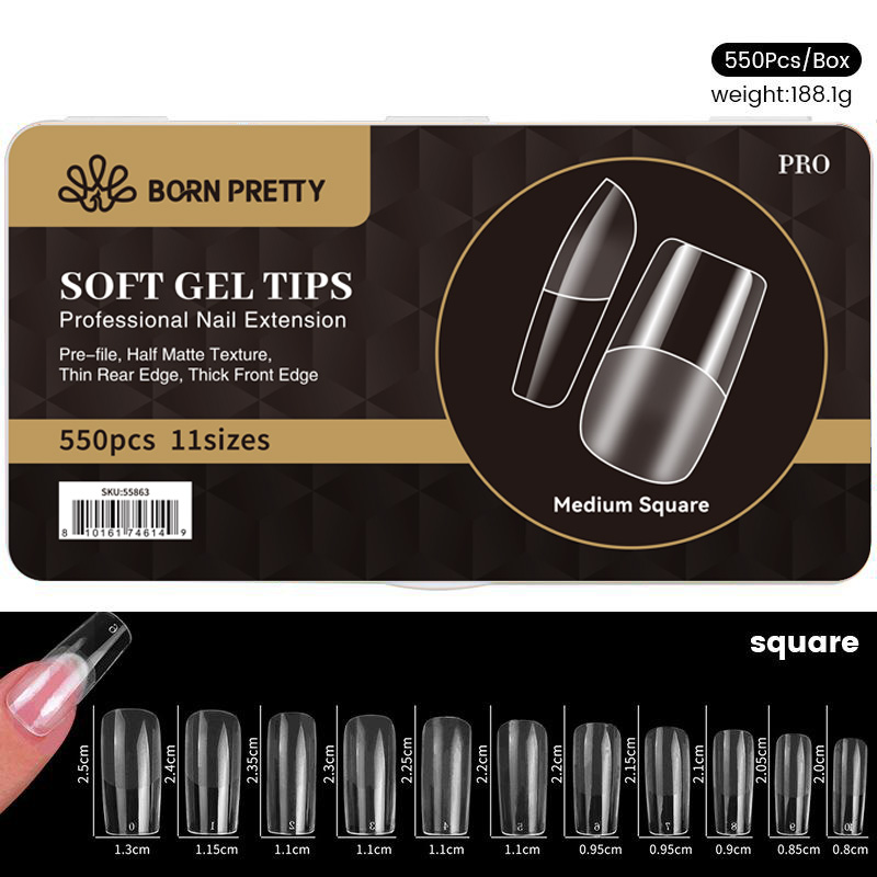 BORN PRETTY Soft Gel Tip 550db/box - Kocka